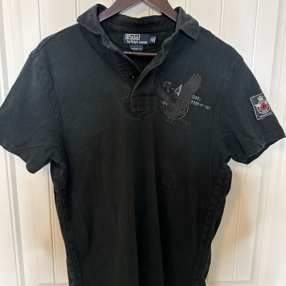 Polo by Ralph Lauren Vintage Black Medium Polo Shirt 381 Bleeker Rl67 - Picture 2 of 5